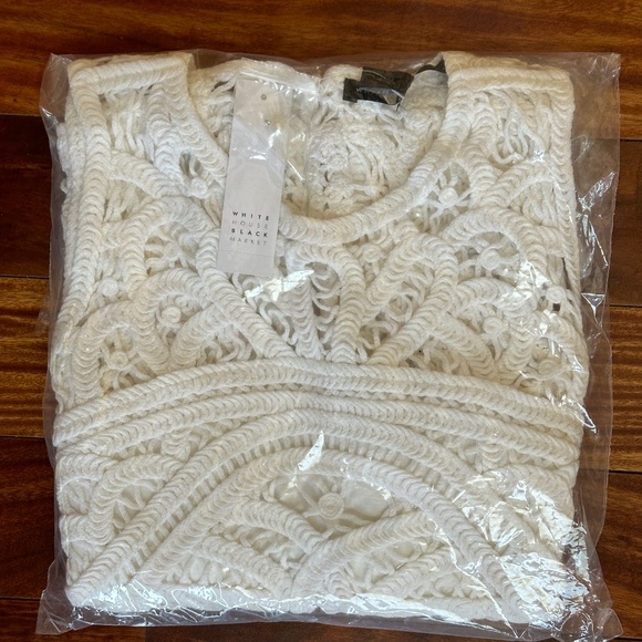WHITE HOUSE BLACK MARKET CROCHET SLEEVELESS TANK TOP:NWT SOFT WHITE  XS - Picture 14 of 14